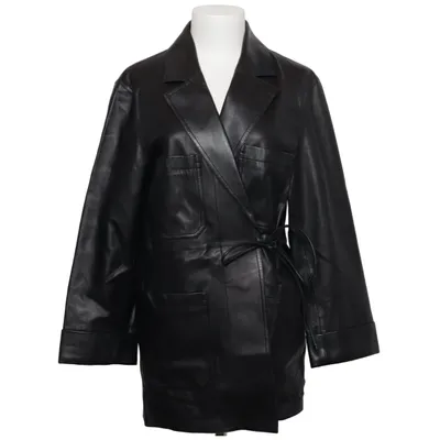 Leren blazer (Zwart) van Massimo Dutti Leer, Polyester