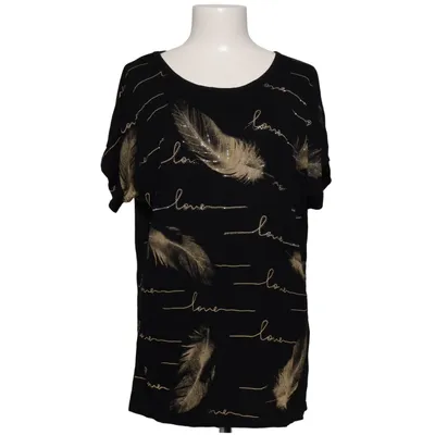 T-shirt (Sort, Guld) fra Zeva Elastan, Viscose