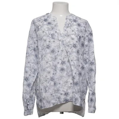 Bluse (Hvid, Blå) fra Xacus Bomuld, Linned