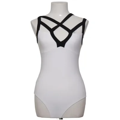 Body (Vit, Svart) från Miss Selfridge Bomull, Elastan