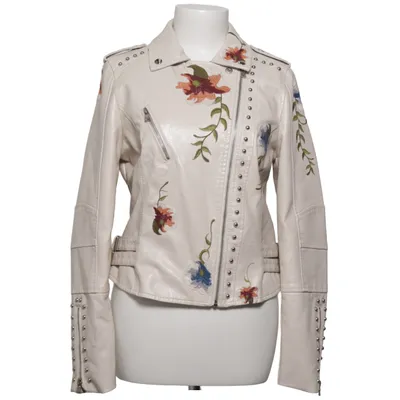 Bikerjakke (Hvid) fra AFTF Basic Polyester, Polyurethan