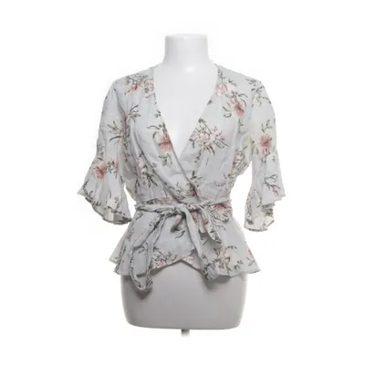 Wrap blouse (Turquoise, Multicolored) from Zara Woman Linen