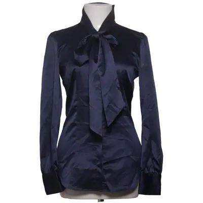Pussy bow blouse (Blue) from Hawes & Curtis Elastane, Polyester