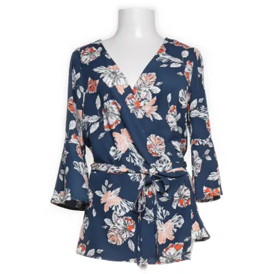 Wikkelblouse (Blauw, Wit, Oranje) van JBC