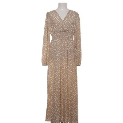 Maxi dress (Beige, White) from Shein Polyester