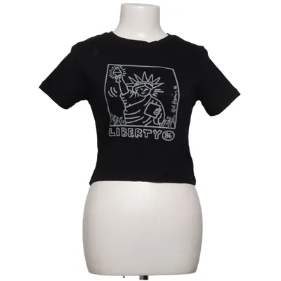 Crop top (Zwart) van Keith Haring Katoen, Elastaan