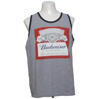 Linne (Grå, Röd) från Budweiser Bomull, Elastan