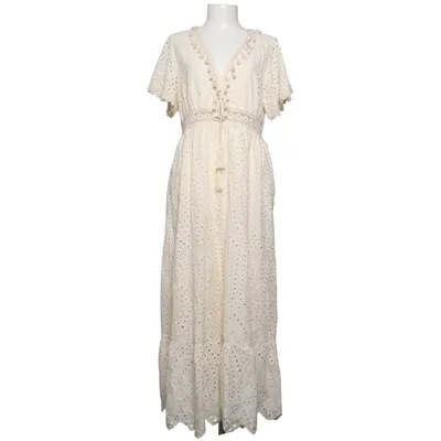 Robe longue (Blanc) de Moni&Co Coton, Élasthane, Polyester, Laine