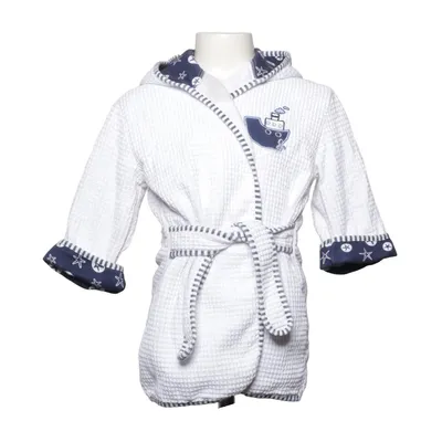 Peignoir (Blanc, Bleu) de Blu Coton, Polyester