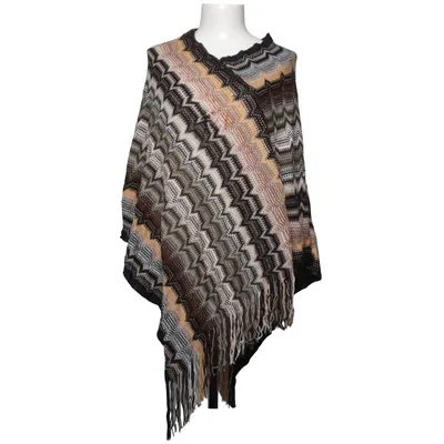 Poncho (Sort, Beige, Flerfarvet) fra Rose Bud Akryl