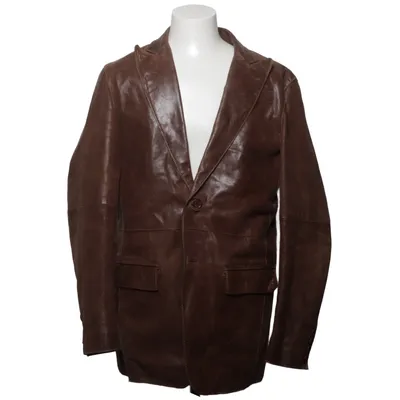 Läderkavaj (Brun) från Lindbergh Bomull, Polyester