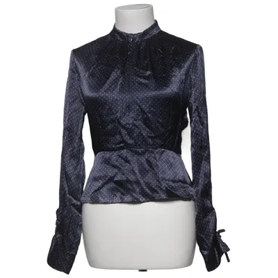 Bluse (Blå, Hvid) fra Ganni Viscose