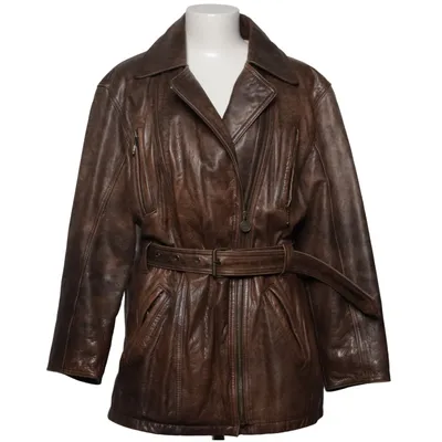 Leather jacket (Brown) from Petroff Cotton, Fur, Leather, Polyester