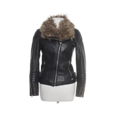 Biker jacket (Black) from Jofama by Kenza Acrylic, Polyester, Leather, Viscose