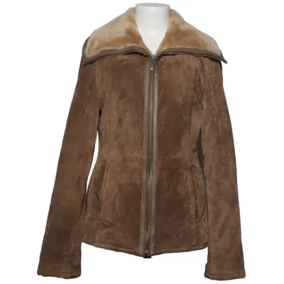 Shearling jas (Bruin) van Saki Acryl, Leer