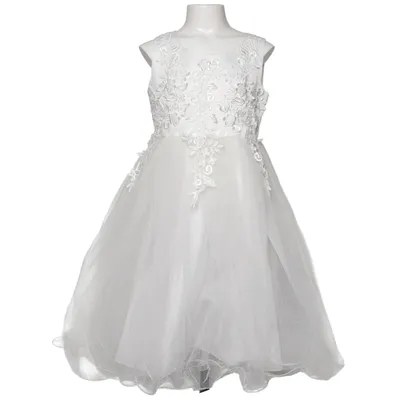 Robe de fille de fleur (Blanc) de 12ANS Coton, Polyester