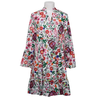 Robe (Blanc, Multicolore) Polyester