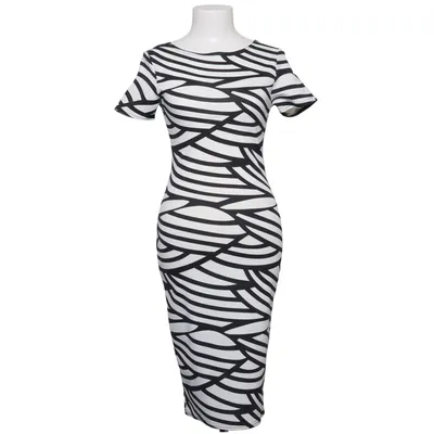 Dress (Black, White) from KDK London Elastane, Polyester