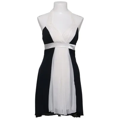 Halterneck-kjole (Sort, Hvid) fra Juno Elastan, Polyester