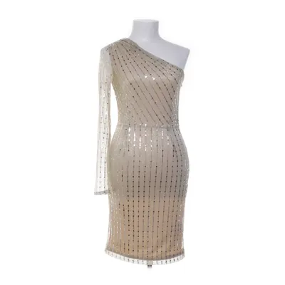 Cocktailkjole (Beige, Sølv) fra Bubbleroom Metallfiber, Polyester