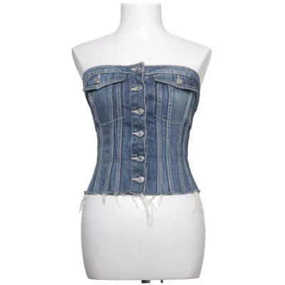Tube top (Blauw) van Zara Katoen, Elastaan