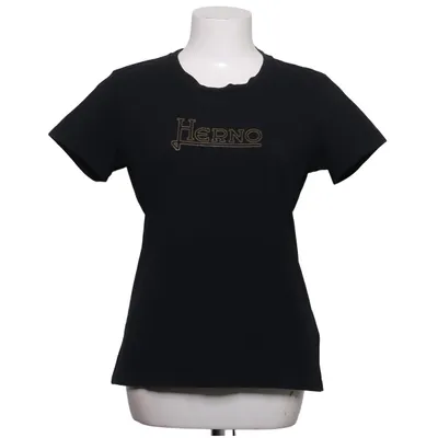 T-shirt (Zwart) van Herno Katoen, Elastaan