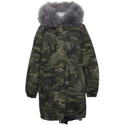 Parka (Groen, Grijs) van Osley Katoen, Imitatiebont, Polyester