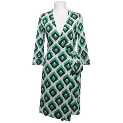 Robe portefeuille (Vert, Bleu, Blanc) de Diane von Furstenberg Vintage Soie