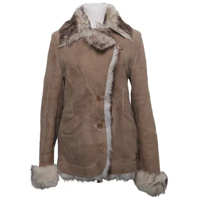 Shearling jas (Beige) van Amoress