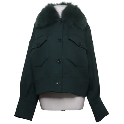 Veste (Vert) de Meotine Élasthane, Fourrure de renard, Polyester, Viscose