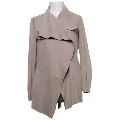 Leren jack (Beige) van Mango Katoen, Leer