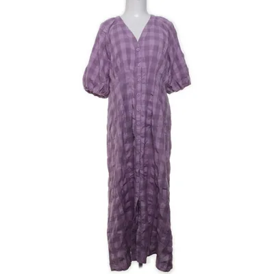 Långklänning (Lila, Vit) från Lindex Bomull