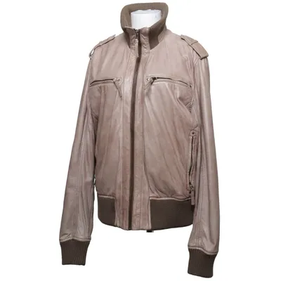 Veste en cuir (Beige, Marron) de Gipsy Acrylique, Coton, Cuir, Polyester