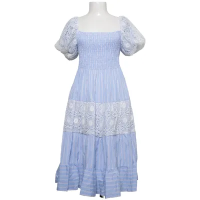 Dress (Blue, White) from Zeta Otto Cotton