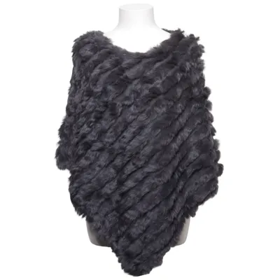Poncho (Grå) från Hollies Akryl, Kaninpäls
