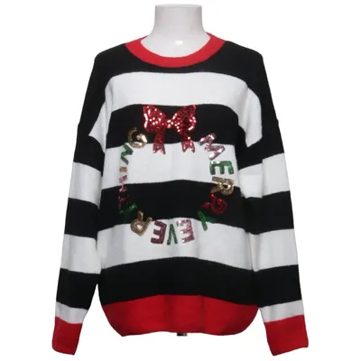 Weihnachtspullover (Schwarz, Weiß, Rot) von Primark Cares Acryl, Elasthan, Polyester