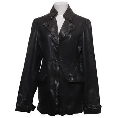 Veste longue en cuir (Gris) de Oakwood Coton, Cuir
