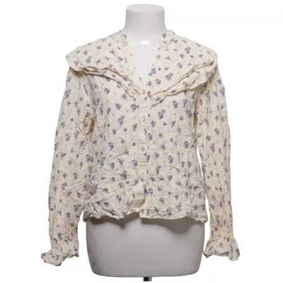 Blouse (Beige, Lila) van Zara Katoen, Elastaan