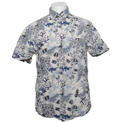 Korte mouwen shirt (Wit, Blauw, Bruin) van Dressmann Katoen, Linnen
