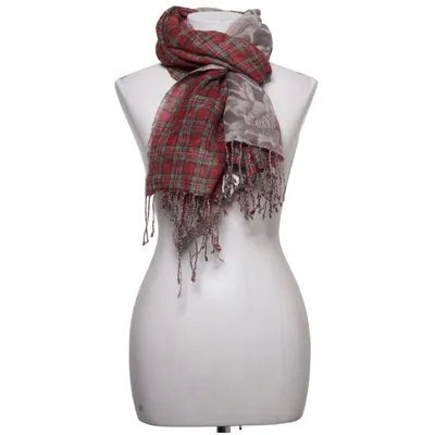Sjaal (Rood, Groen, Wit) van Peek & Cloppenburg Wol
