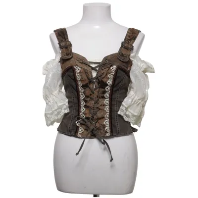 Dirndlbluse (Brun, Hvid) fra Lisa's Landhaus Bomuld, Elastan, Polyamid, Polyester