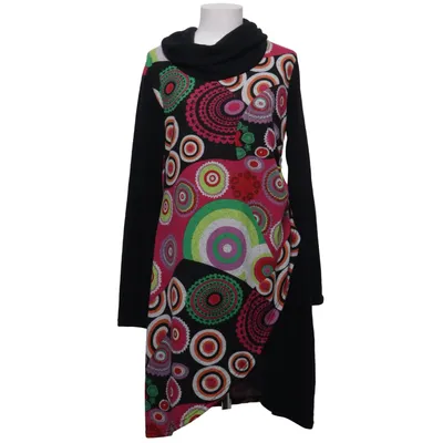 Jurk met col (Zwart, Meerkleurig) van Happi Elastaan, Polyester