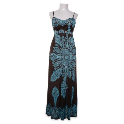 Maxi jurk (Bruin, Blauw) van Vivo Modo Elastaan, Polyester