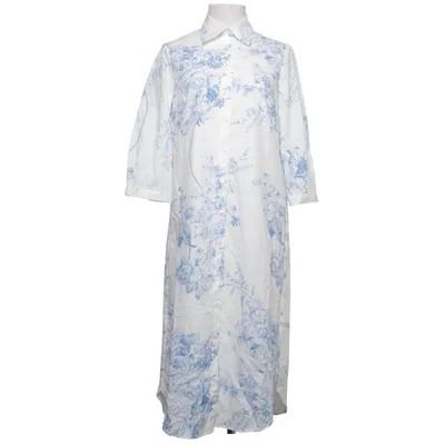Robe chemise (Blanc, Bleu) de Senso Coton