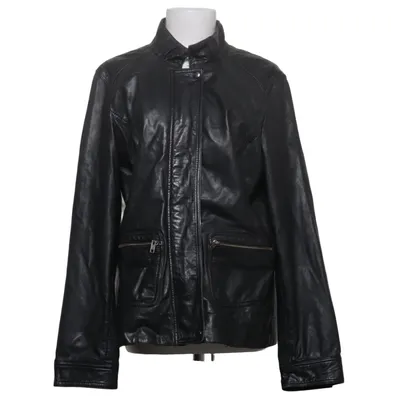 Leren jack (Zwart) van Manguun Katoen, Leer, Polyester