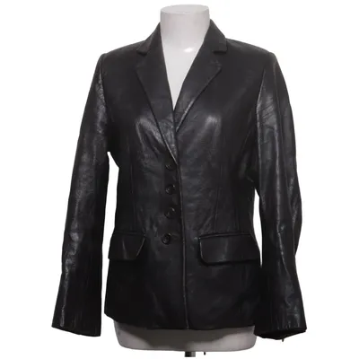 Læderblazer (Brun) fra Walter Acetat, Læder, Polyester