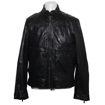 Veste en cuir (Noir) de Massimo Dutti Coton, Cuir, Polyester