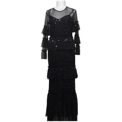 Robe longue (Noir, Argent) de Never Fully Dressed Élasthane, Polyester