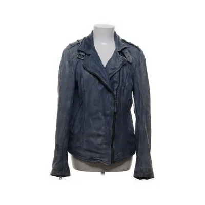 Veste de motard (Bleu) de Witty Knitters Coton, Cuir, Polyester