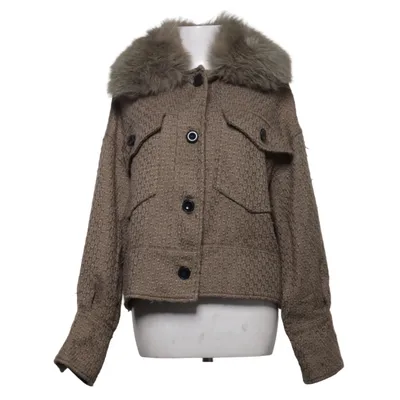 Skjortejakke (Brun) fra Meotine Akryl, Rævepels, Polyester, Viscose, Uld